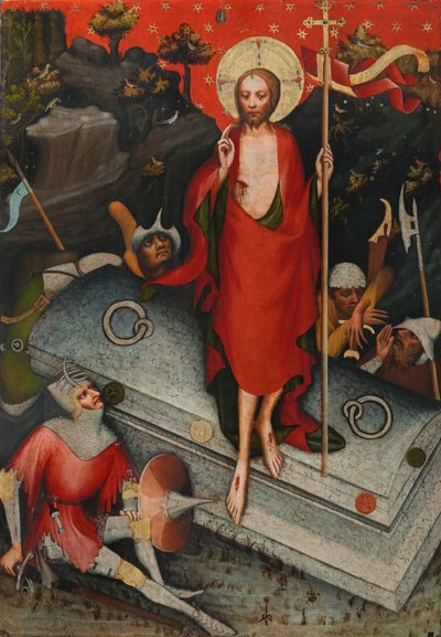 The Resurrection, SS James the Less, Bartholomew, Philip by Master of the Trebon Altarpiece